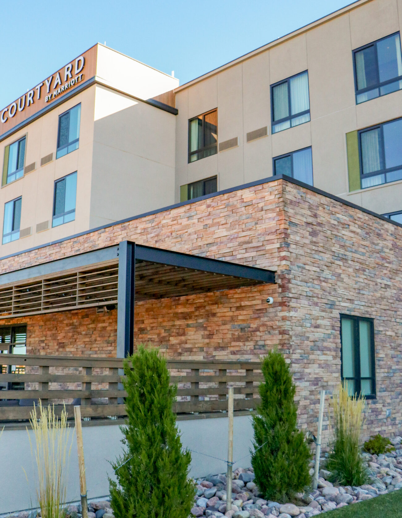 stone exterior on courtyard marriot